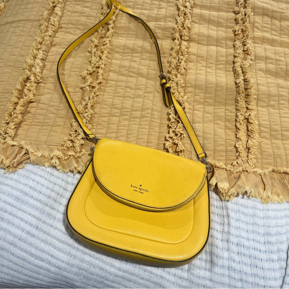 Kate Spade Vibrant Yellow Crossbody Bag with Gold Chain